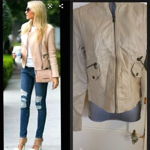 Taupe Faux Leather Jacket